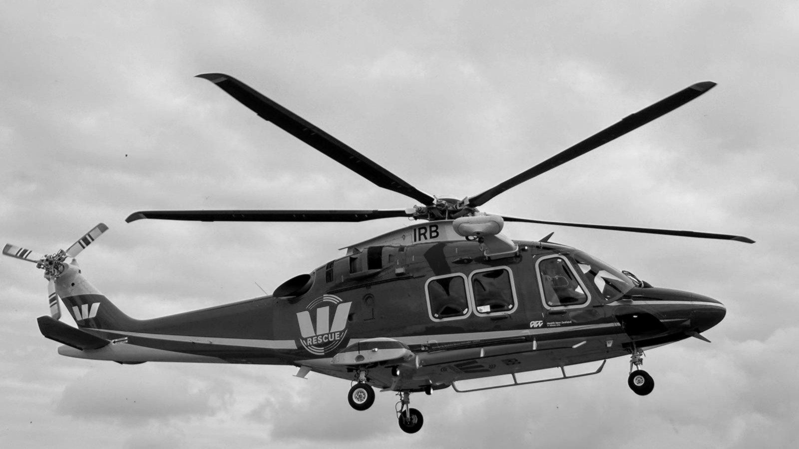 AW169 Auckland Rescue Helicopter in flight, New Zealand